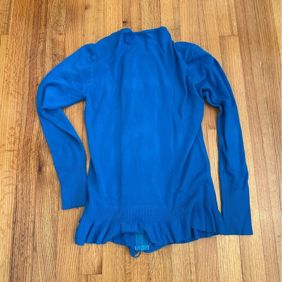 Vila Sweater Women M Blue Cardigan Ruffle Rhinestone Full Zip(j10) - Picture 8 of 12